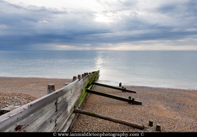 Morning at Kingsdown beach, near the famous White Cliffs of Dover, Kent, England