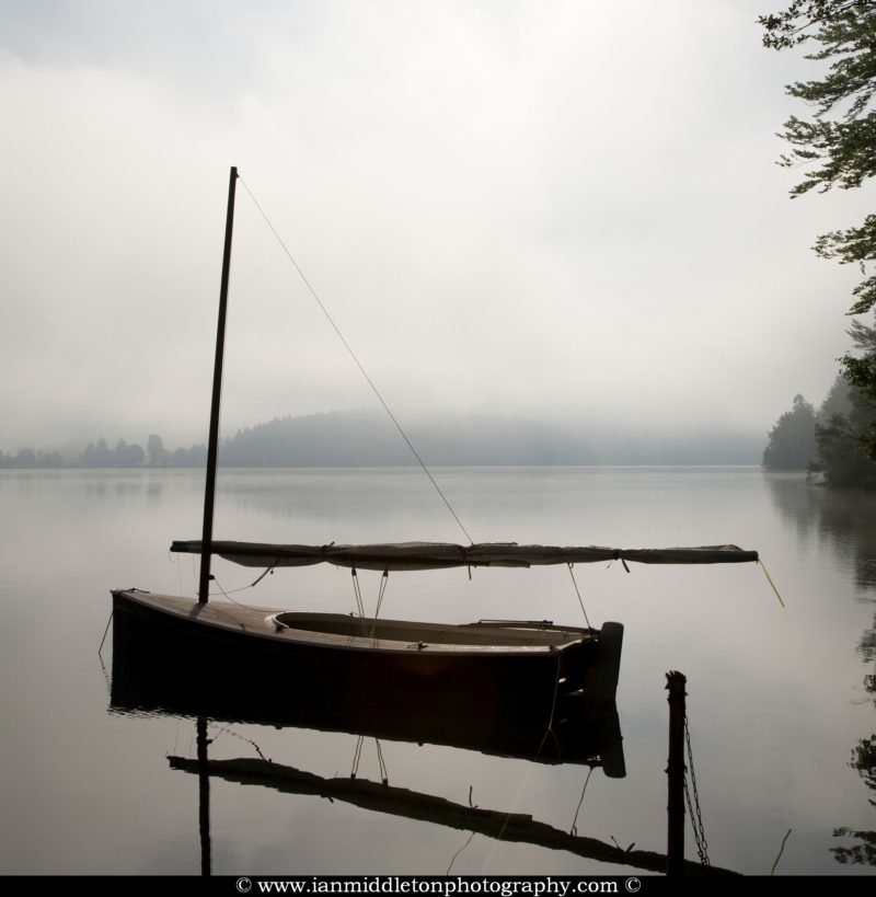 Misty morning at Lake Bohinj , Triglav National Park , Slovenia