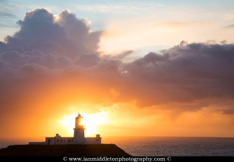 Lighthouse at Strumble Head at sunset, Pembrokeshire, Wales