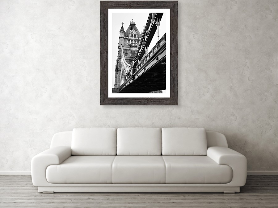 Framed print example of Tower Bridge in London photo.