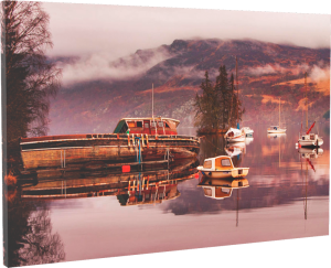 Misty morning at Loch Ness box canvas photo print example.