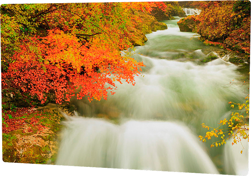 Vintgar gorge in autumn - metal photo print example