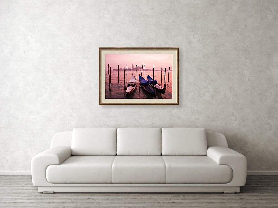 Framed print example of sunset at Venice, Italy.