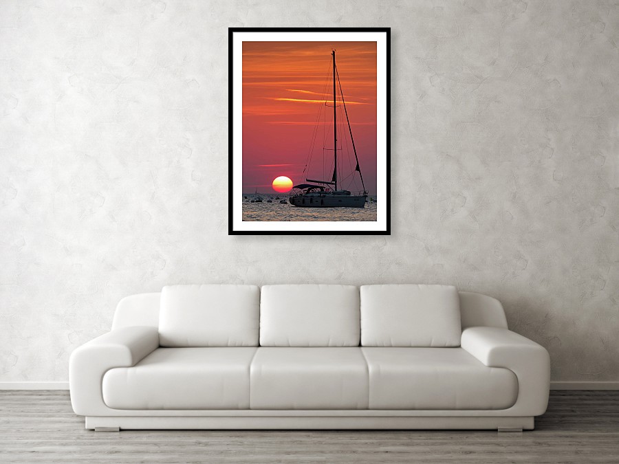 Framed print example of sunset at Strunjan in Slovenia.