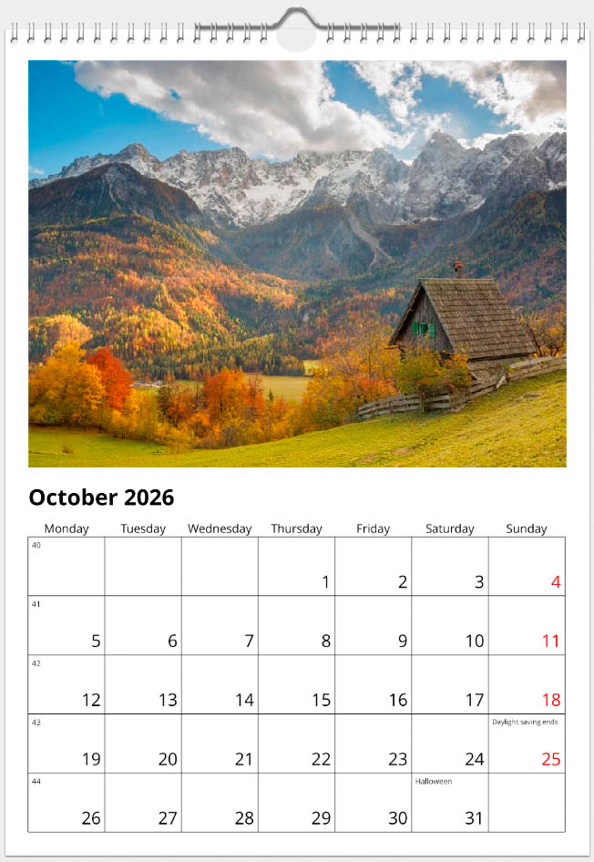 A3 Slovenia calendar October 2026