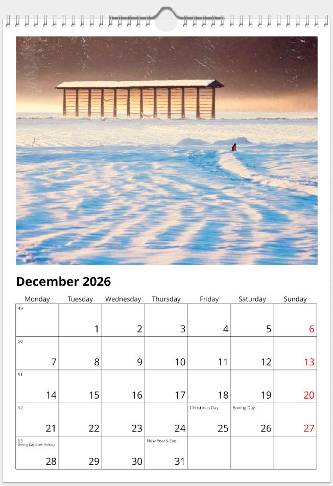 A3 Slovenia calendar December 2026
