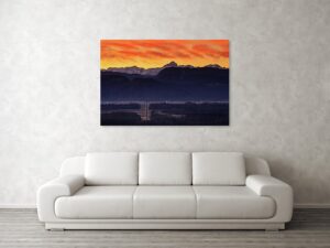 Paper photo print example of Julian Alps at sunset.