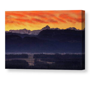 Canvas photo print example of Julian Alps at sunset.