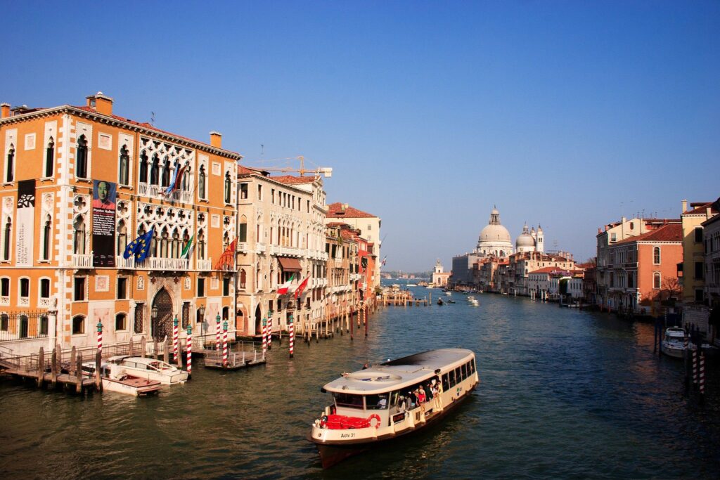 View across the Grand Canal in Venice, Italy.