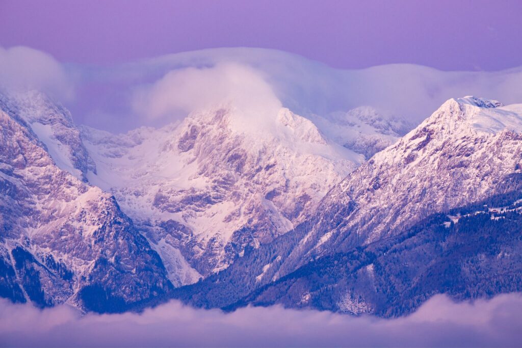 Mt Grintovec, the highest peak in the Kamnik Alps at sunset, Slovenia.