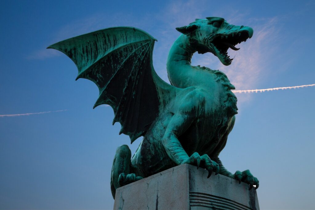 Dragon Bridge in Ljubljana, Slovenia.