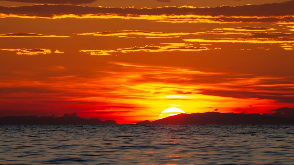 Sunset at Strunjan on the Adriatic Coast in Slovenia.