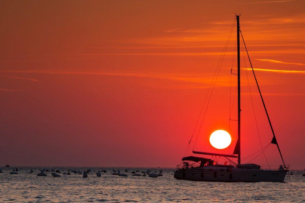 Sunset at Strunjan on the Adriatic Coast in Slovenia.