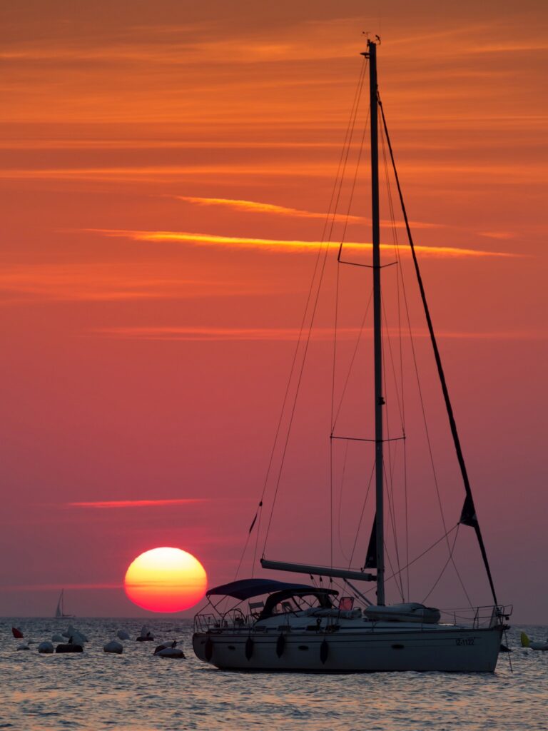 Sunset at Strunjan on the Adriatic Coast in Slovenia.