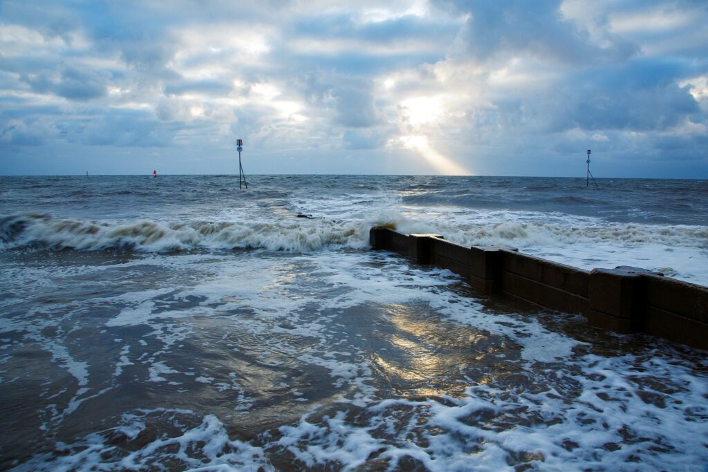 Hunstanton beach at dawn, West Norfolk, England.