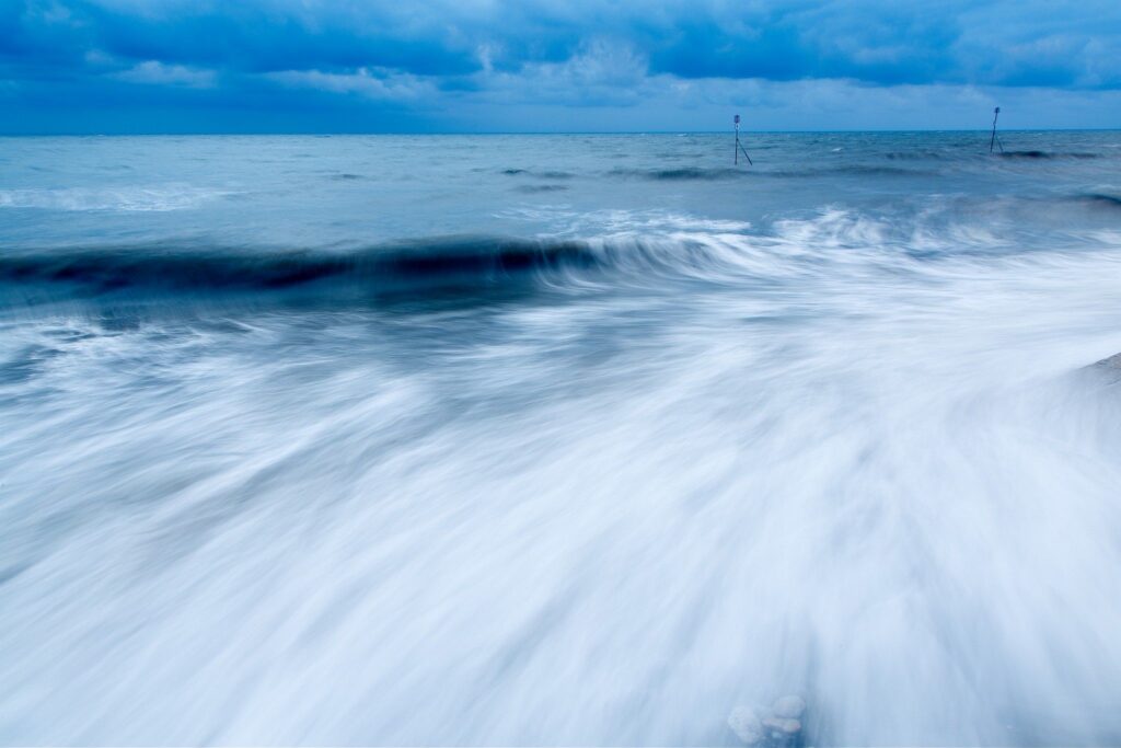 Hunstanton beach at dusk, West Norfolk, England.