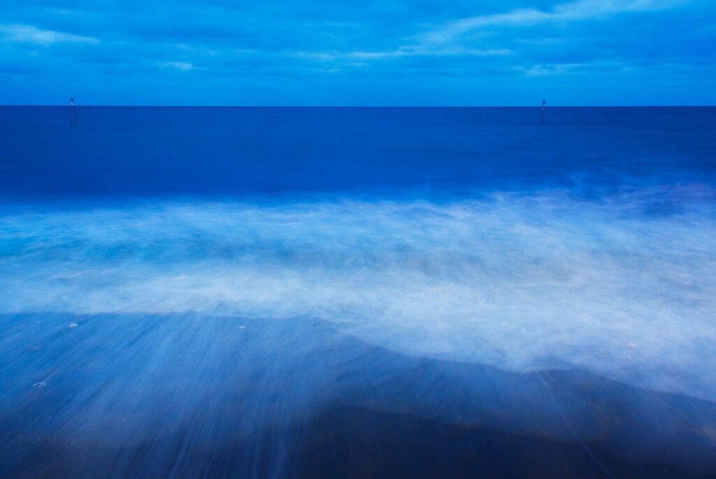 Hunstanton beach at dusk, West Norfolk, England.