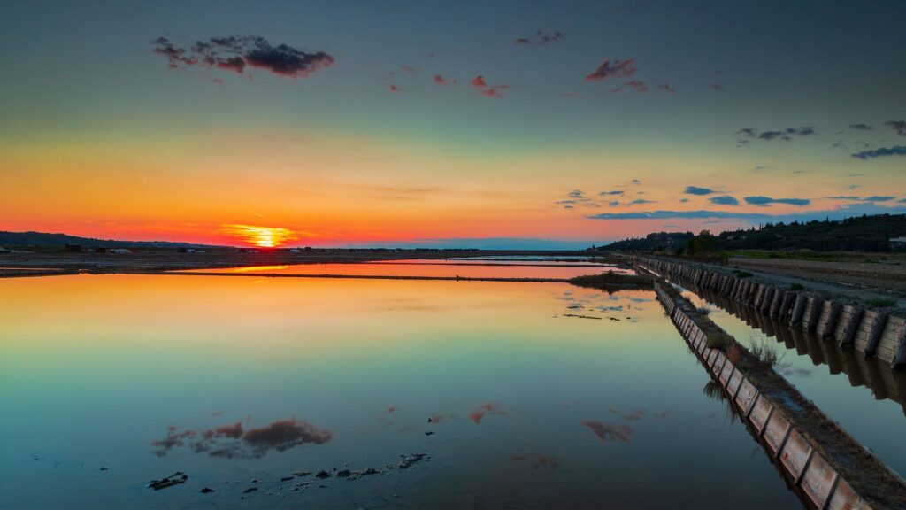 Secovlje Saltpans at sunset, Slovenia