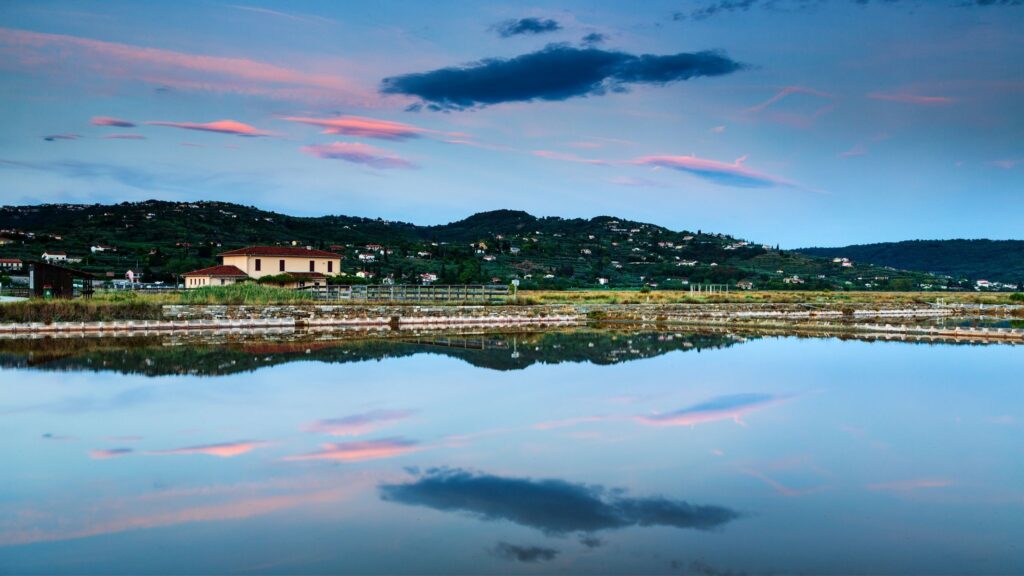 Secovlje Saltpans at sunset, Slovenia