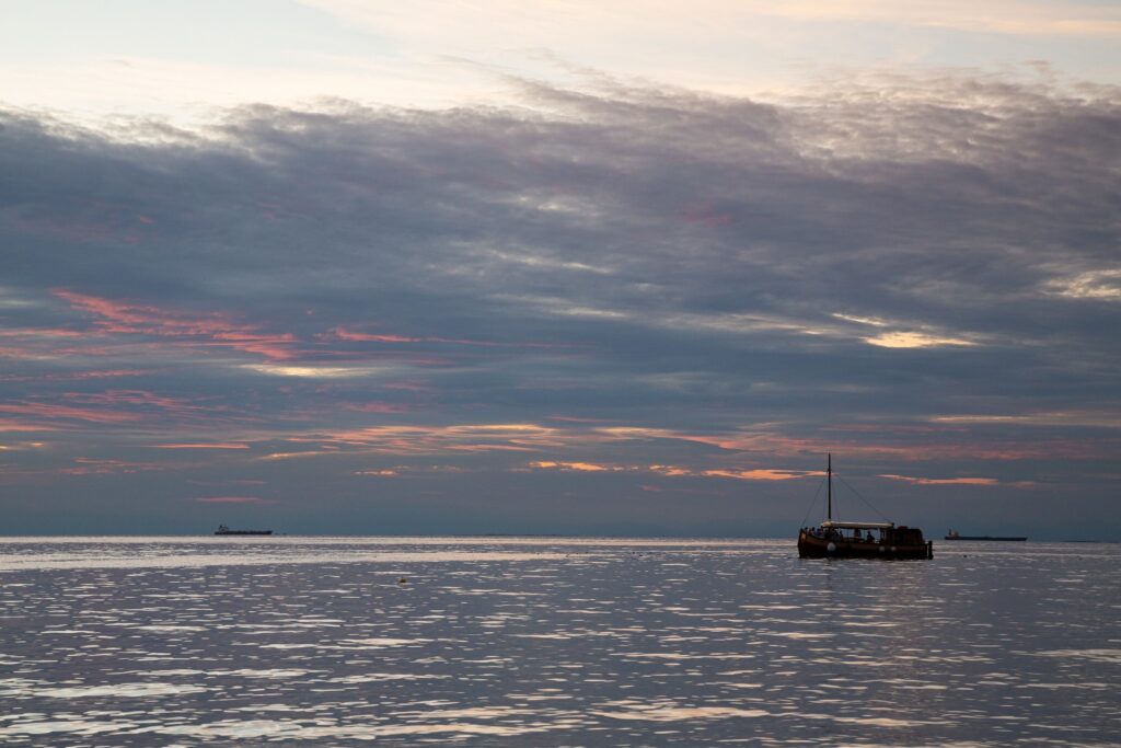 Sunset at Strunjan on the Adriatic Coast in Slovenia.