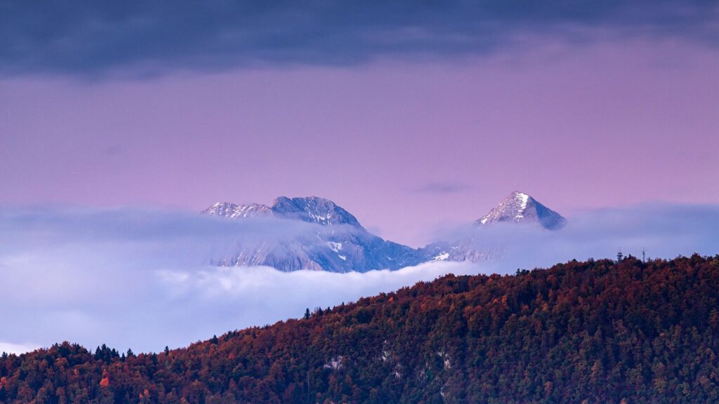 Kamnik Alps at sunset, Slovenia.