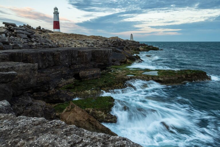 Lighthouse at Portland Bill, near Weymouth, Jurassic Coast, Dorset, England.