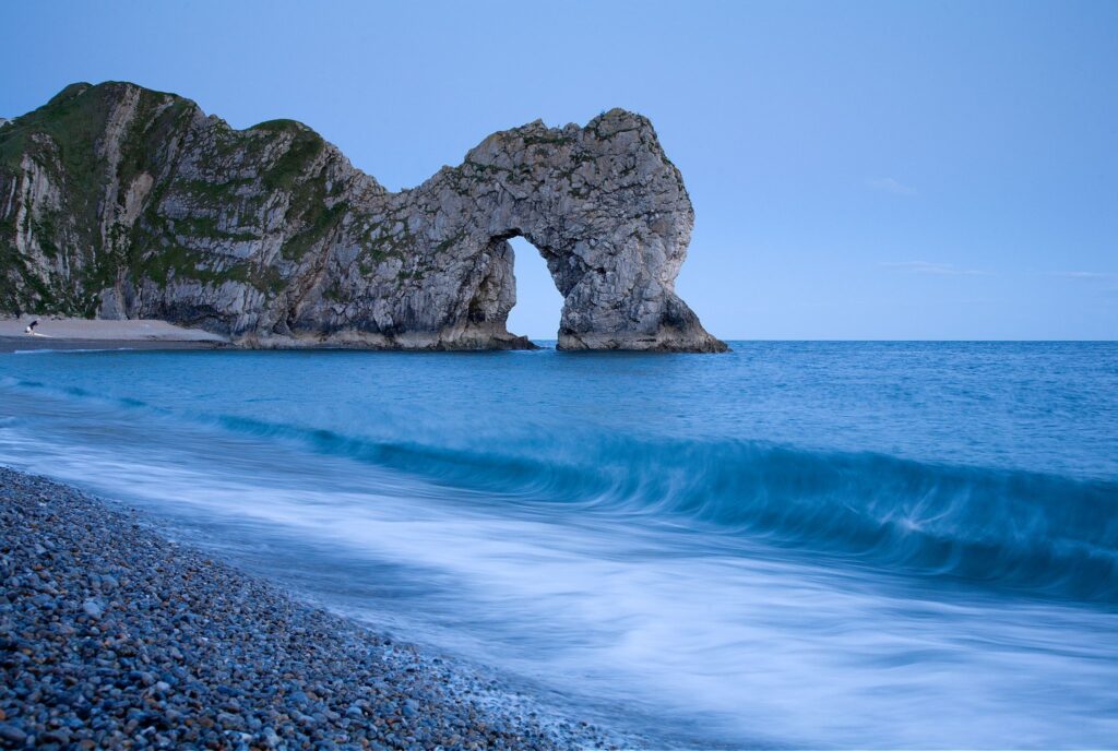 Durdle Door beach, Dorset, England. Durdle door is one of the many stunning locations to visit on the Jurassic coast in southern England.