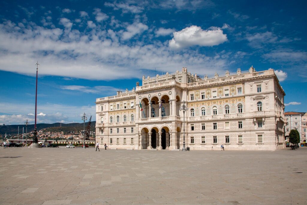 The government palace (Commissariato Palazzo Del Governo Nella Regione Friuli-Venezia Giulia) in Piazza unita d&#039;italia, Trieste, Italy. This is the main town square in Trieste and this is just one example of the beautiful ornate architecture in this wonderful little port town on the Adriatic.