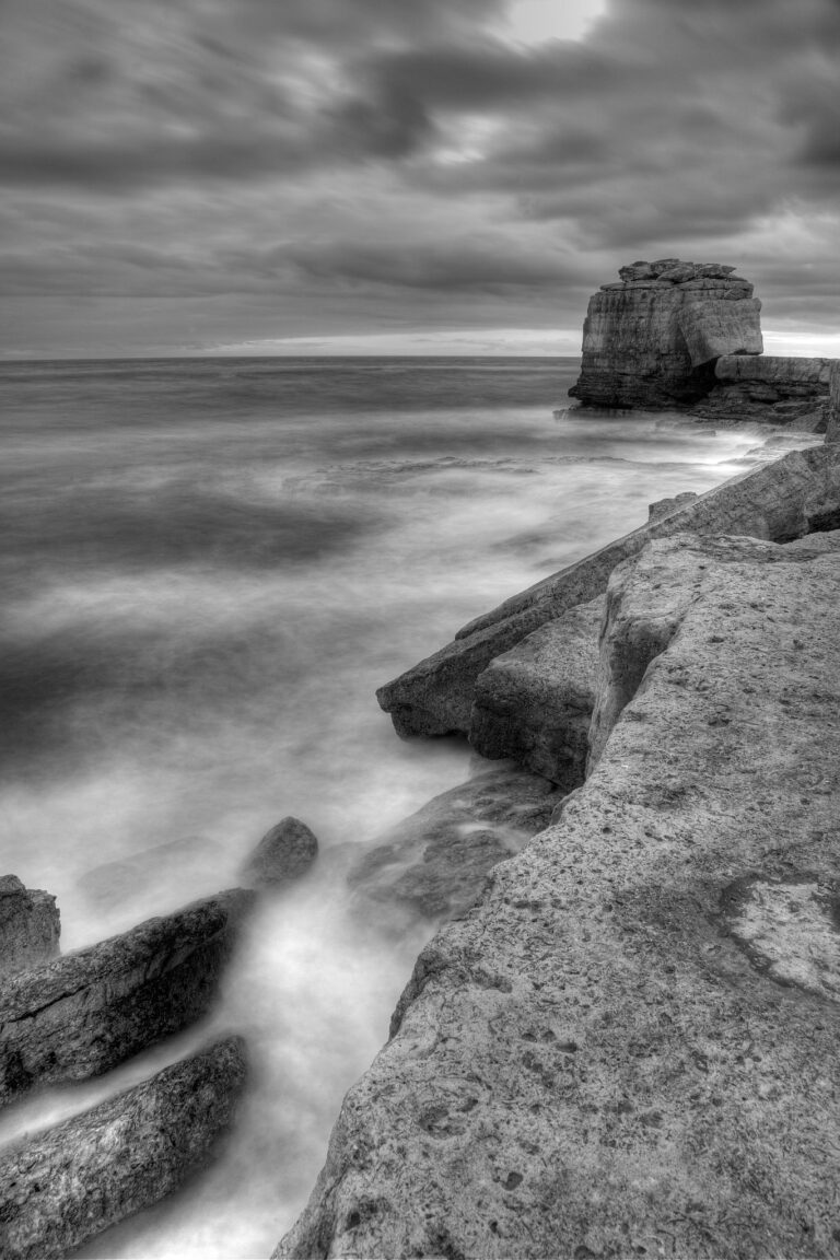 Portland Bill Seascape in Black and White