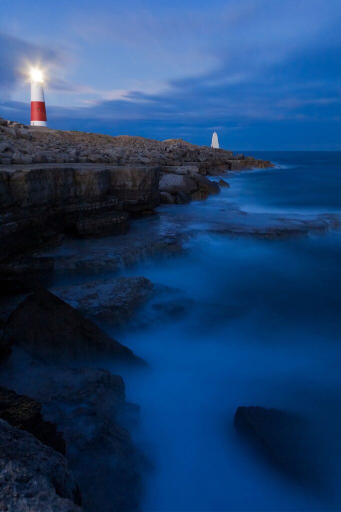 Lighthouse at Portland Bill, near Weymouth, Jurassic Coast, Dorset, England.