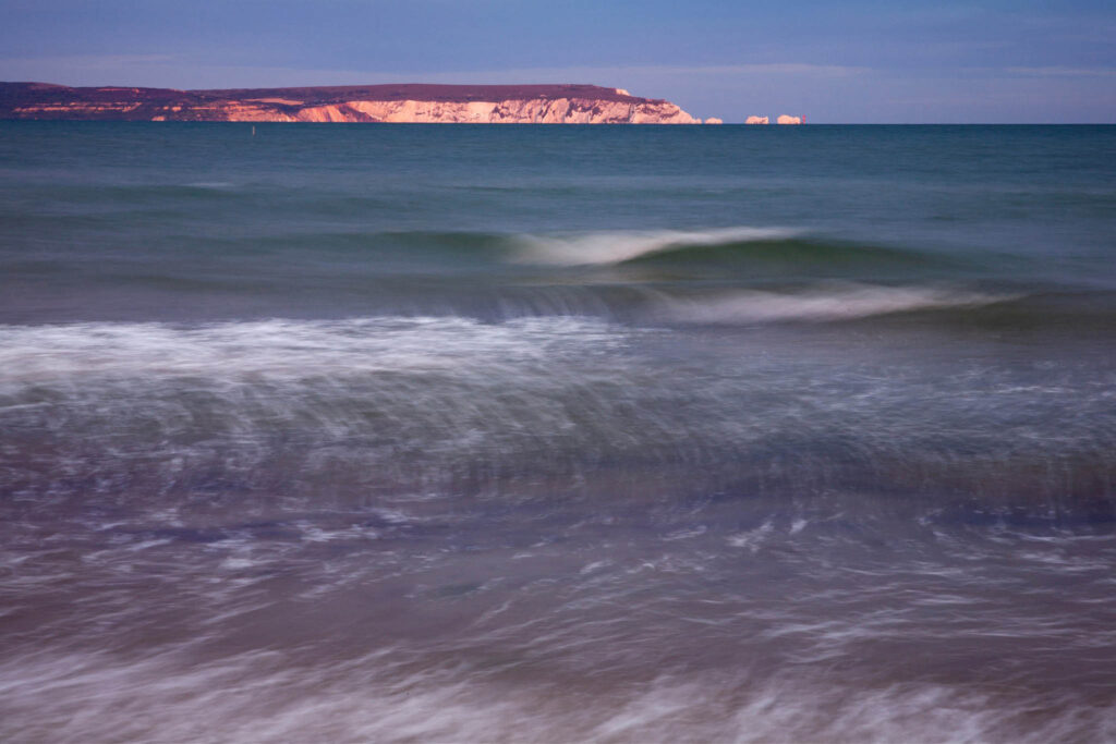 Highcliffe Beach in Dorset with the isle of wight in background