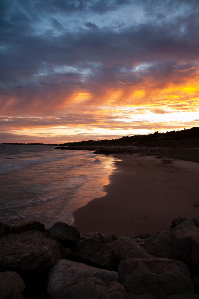 The beautiful coastal landscape at Highcliffe Beach in Dorset.