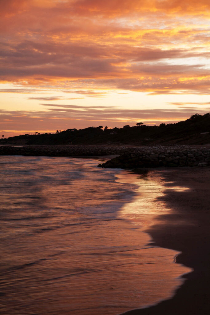 The beautiful coastal landscape at Highcliffe Beach in Dorset.