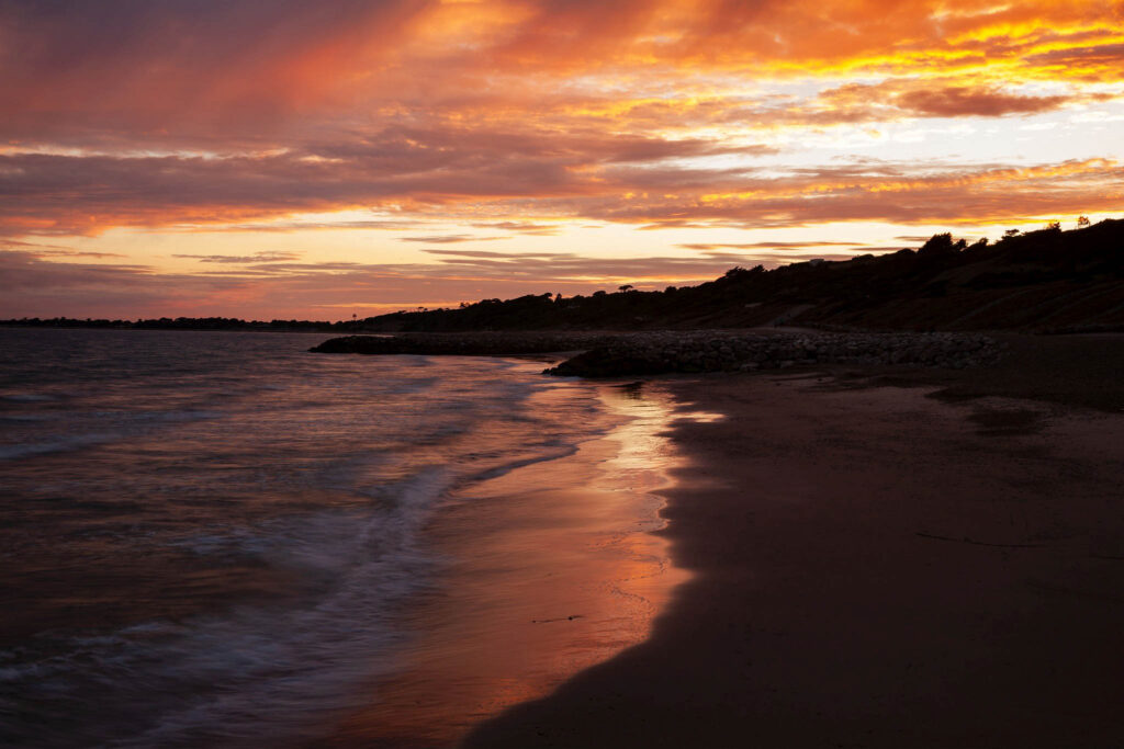 The beautiful coastal landscape at Highcliffe Beach in Dorset.