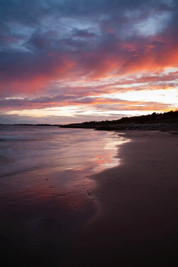 The beautiful coastal landscape at Highcliffe Beach in Dorset.