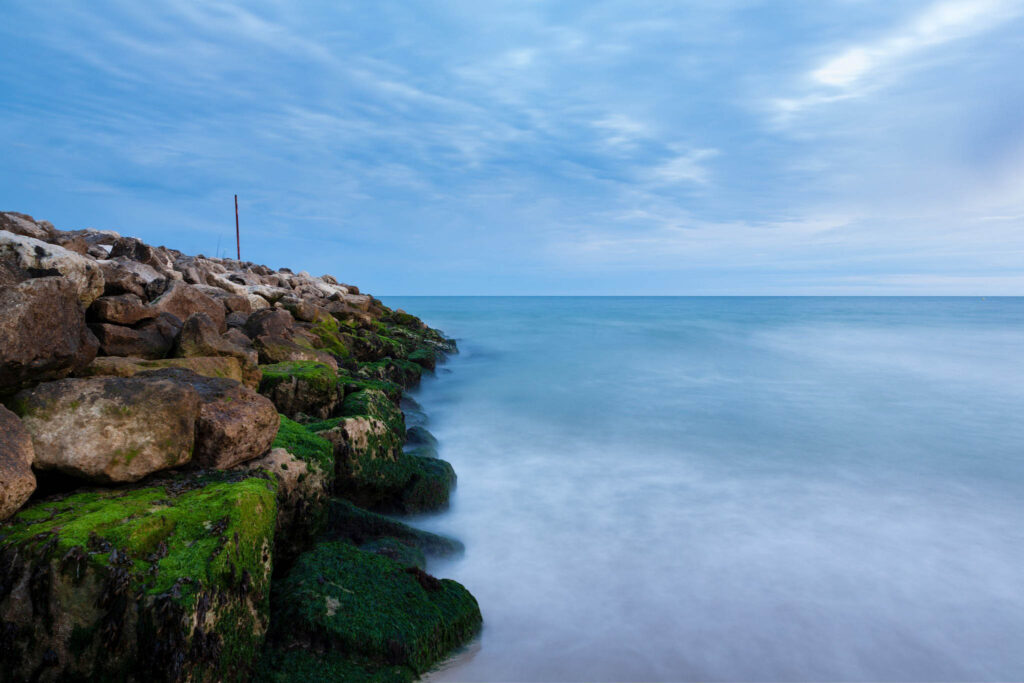 The beautiful coastal landscape at Highcliffe Beach in Dorset.