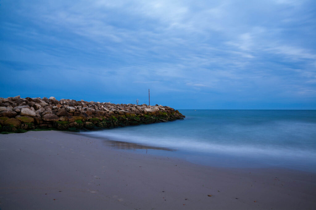 The beautiful coastal landscape at Highcliffe Beach in Dorset.