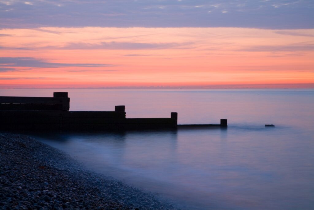 Sunrise at Saint Margaret Bay, at the famous White Cliff of Dover, Kent, England