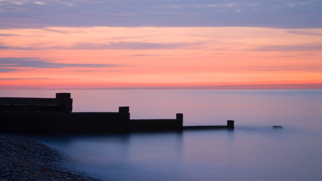 Sunrise at Saint Margaret Bay, at the famous White Cliff of Dover, Kent, England