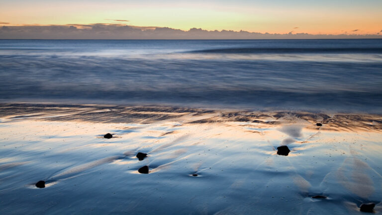 Ballynaclash beach at dawn, Blackwater, County Wexford, Ireland.