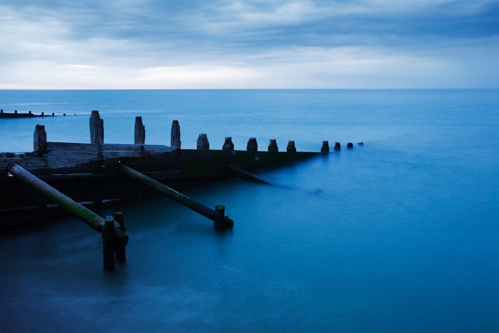 Morning at Kingsdown beach, near the famous White Cliffs of Dover, Kent, England