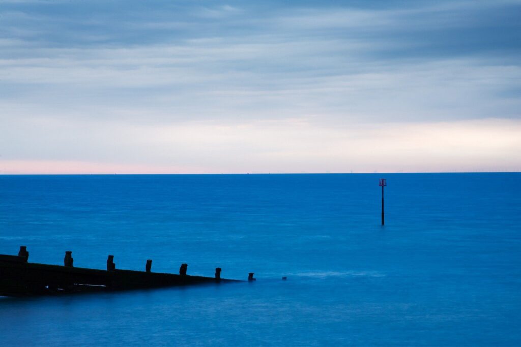 Morning at Kingsdown beach, near the famous White Cliffs of Dover, Kent, England