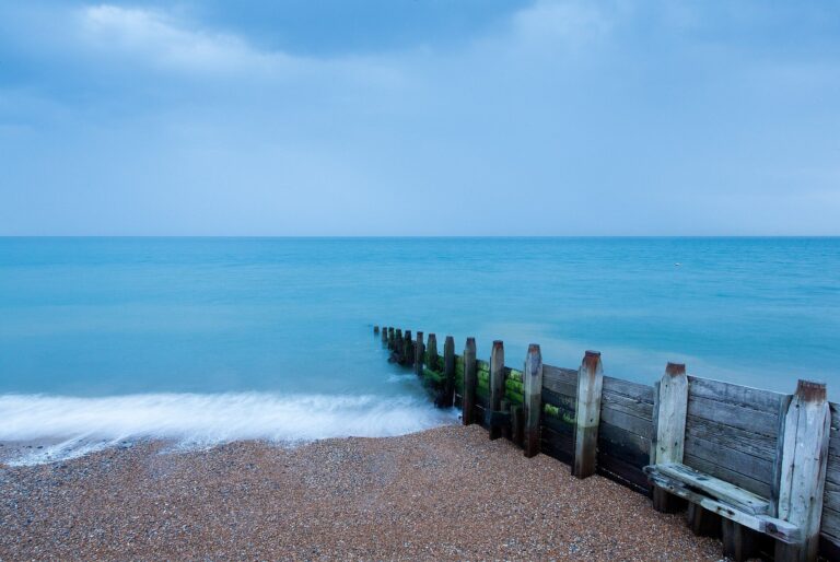 Morning at Kingsdown beach, near the famous White Cliffs of Dover, Kent, England