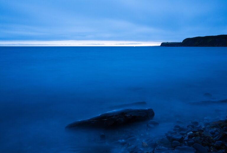 Dusk over the beautiful coastal landscape at Kimmeridge bay in Dorset. This is one of the many wonders to be found on the Jurassic coast, an UNESCO world heritage site.