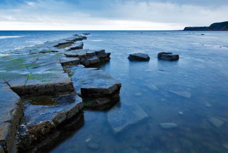 The beautiful coastal landscape at Kimmeridge bay in Dorset. This is one of the many wonders to be found on the Jurassic coast, an UNESCO world heritage site.