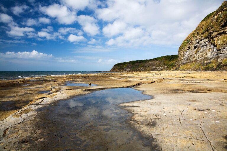 The beautiful coastal landscape at Kimmeridge bay in Dorset. This is one of the many wonders to be found on the Jurassic coast, an UNESCO world heritage site.