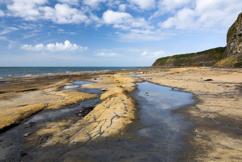 The beautiful coastal landscape at Kimmeridge bay in Dorset. This is one of the many wonders to be found on the Jurassic coast, an UNESCO world heritage site.