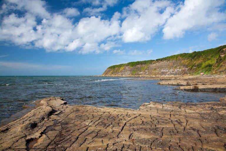 The beautiful coastal landscape at Kimmeridge bay in Dorset. This is one of the many wonders to be found on the Jurassic coast, an UNESCO world heritage site.