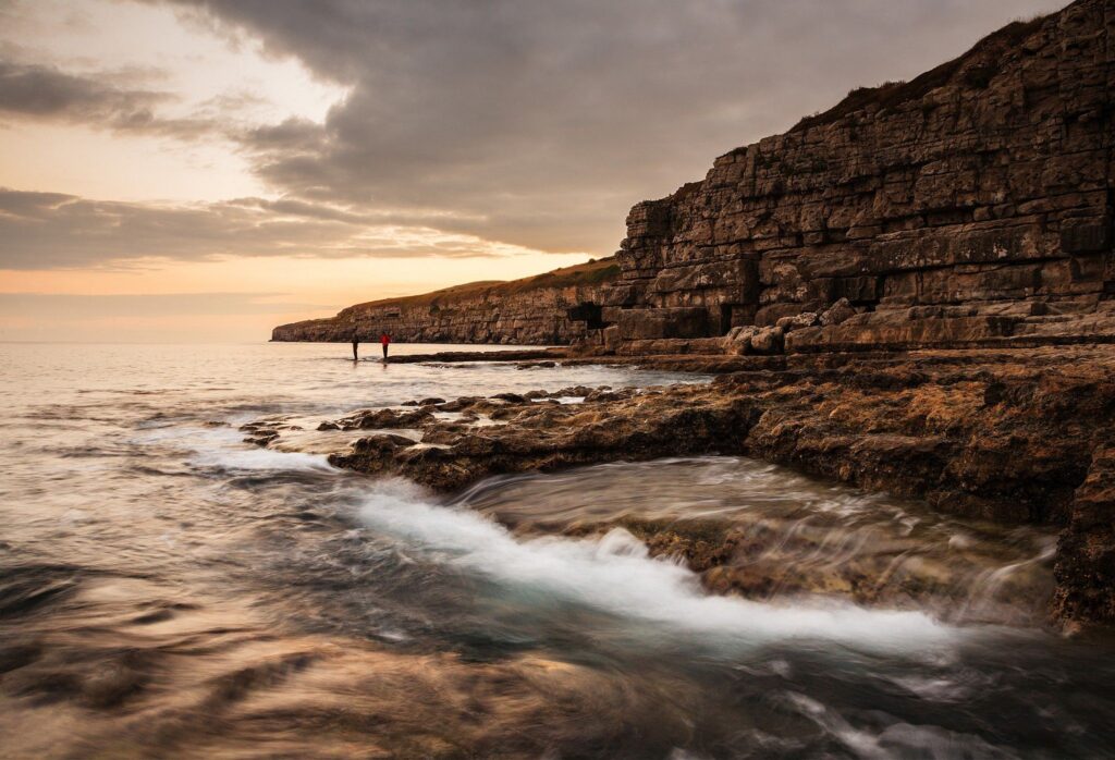 Seacombe Bay and Cliffs on the Jurassic Coast in Dorset, England. Seacombe Bay is one of the many stunning locations to visit on the Jurassic coast, a UNESCO World Heritage Site in southern England