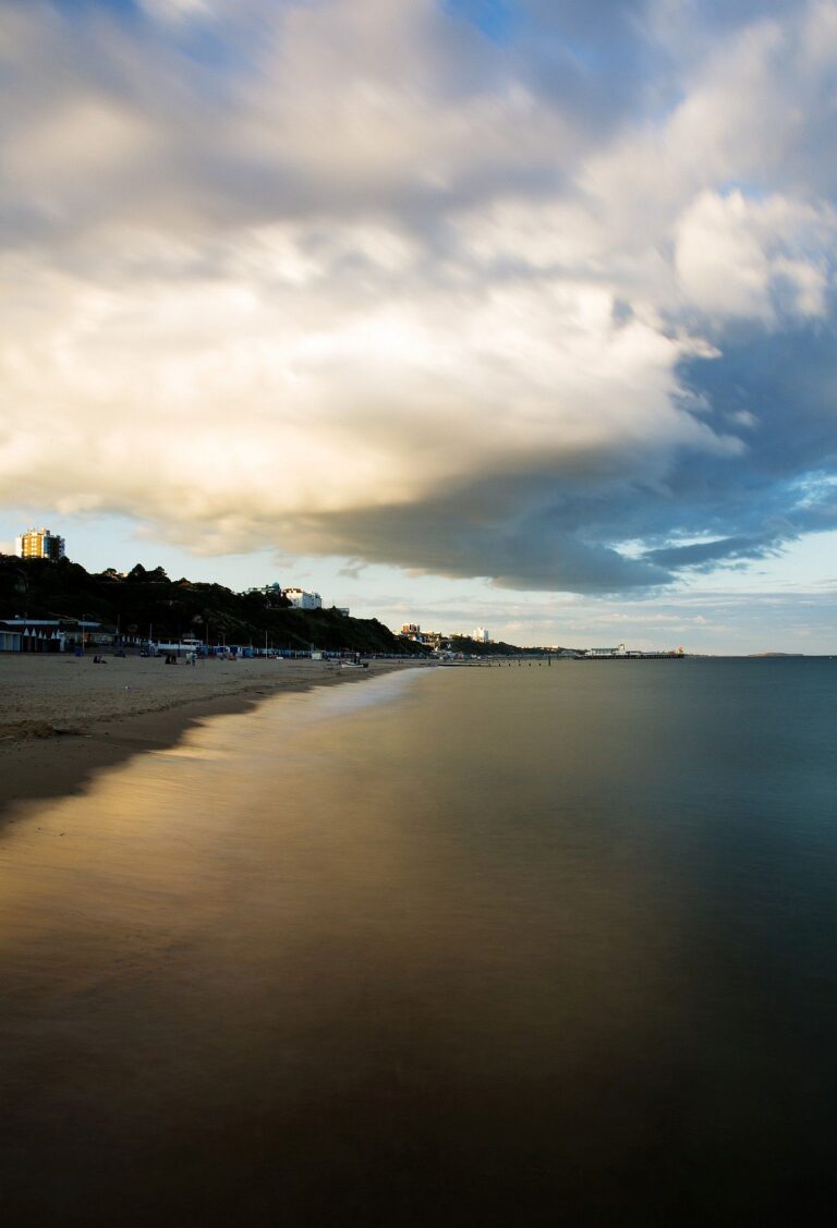 Bournemouth seafront as a storm cloud drifts over in the evening.